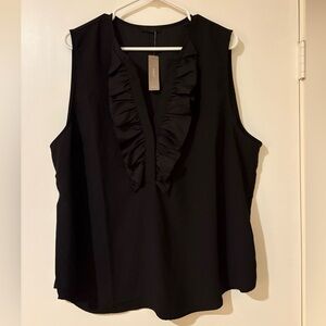 J. Crew Black Sleeveless Ruffle Blouse